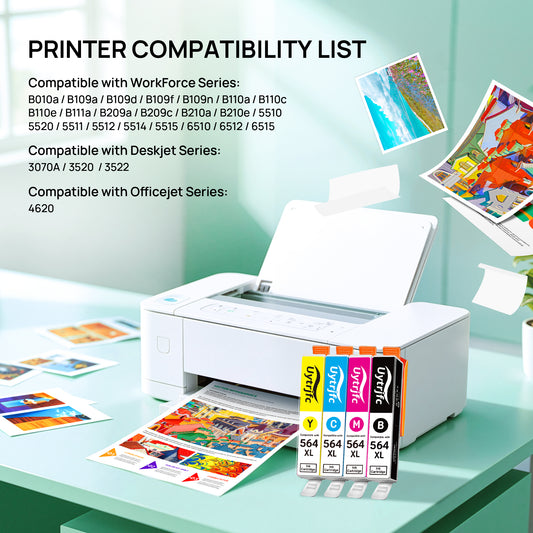 564XL Ink Cartridges Compatible Replacement for HP 564XL 564 XL Combo Pack to use with DeskJet 3520 3522 Photosmart 7520 6520 5520 7525 5514 7510 OfficeJet 4620 ( Black, Cyan, Magenta, Yellow )