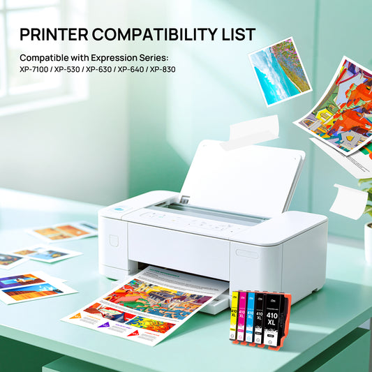 410XL Ink Cartridges Remanufactured Replacement for Epson 410XL 410 XL Combo Pack to use with Expression XP-830 XP-640 XP-7100 XP-630 XP-530 XP-635 Printer, ( Upgraded Chip, 5 Pack )