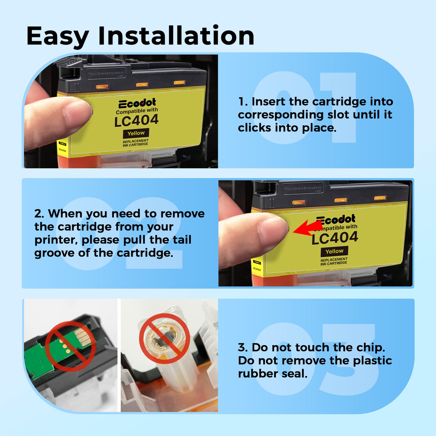 LC404 LC404XL Ink Cartridges Compatible for Brother LC404XL lLC404 Ink Cartridge Work for Brother MFC-J1205W MFC-J1215W MFC-J1205W XL Printer (4 Pack)