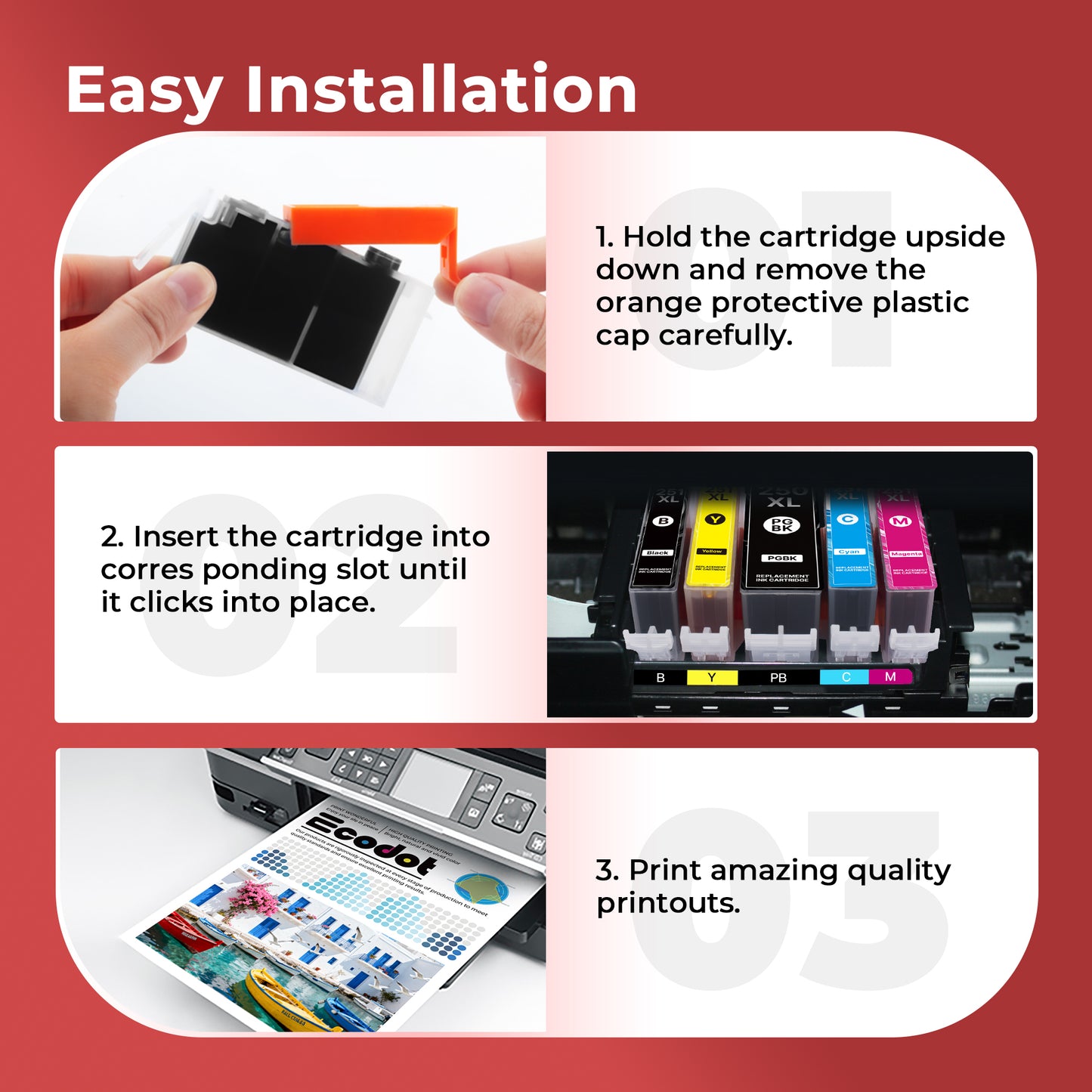 250 251 Ink Cartridges Compatible for Canon PGI250XL CLI251XL Work for CAnon PIXMA MX922 MX920 IP8720 IX6820 IP7220 MG5520 MG5420 MG7520 MG6320 Printer 6 Pack (Black,Cyan,Magenta,Yellow, PGBK,Gray)
