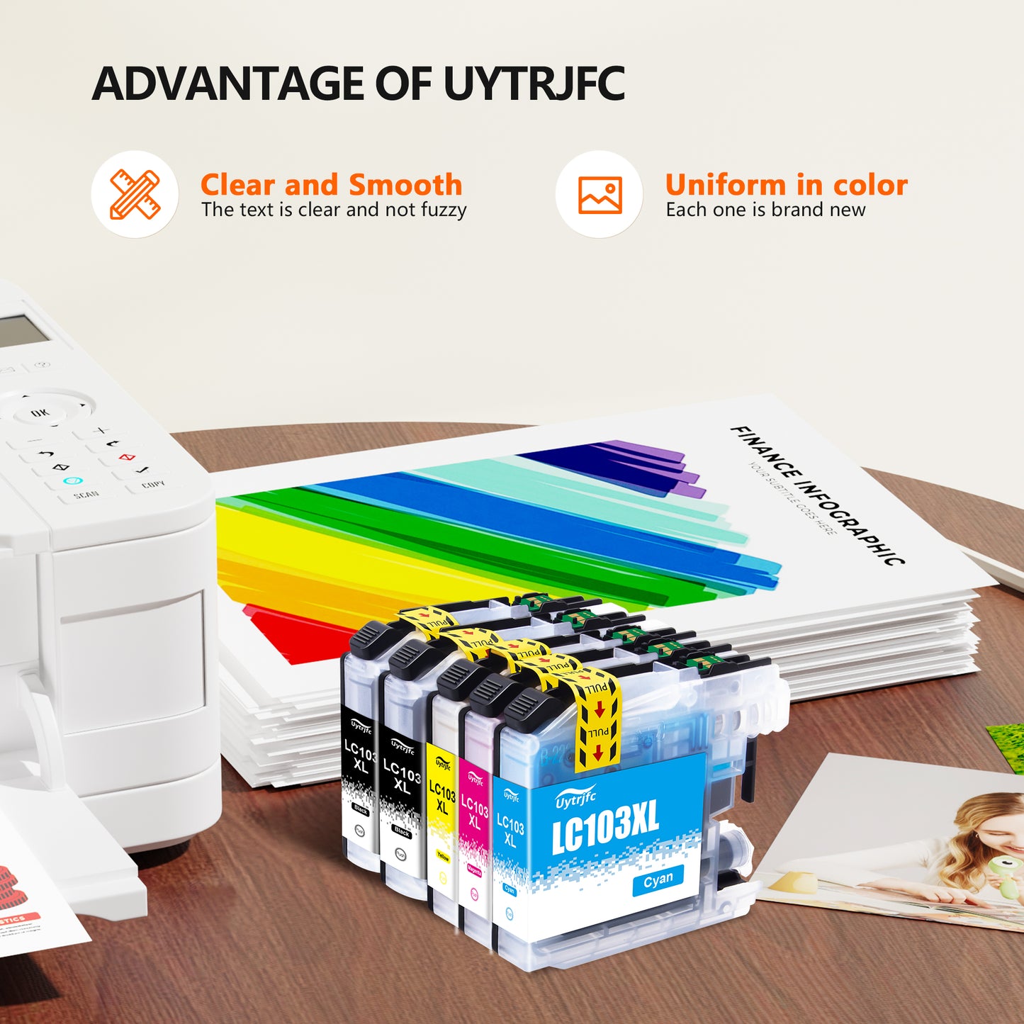 LC103XL Ink Cartridges Compatible for Brother  LC103 LC103XL for MFC-J870DW MFC-J6920DW MFC-J6520DW Printer(5 pack)