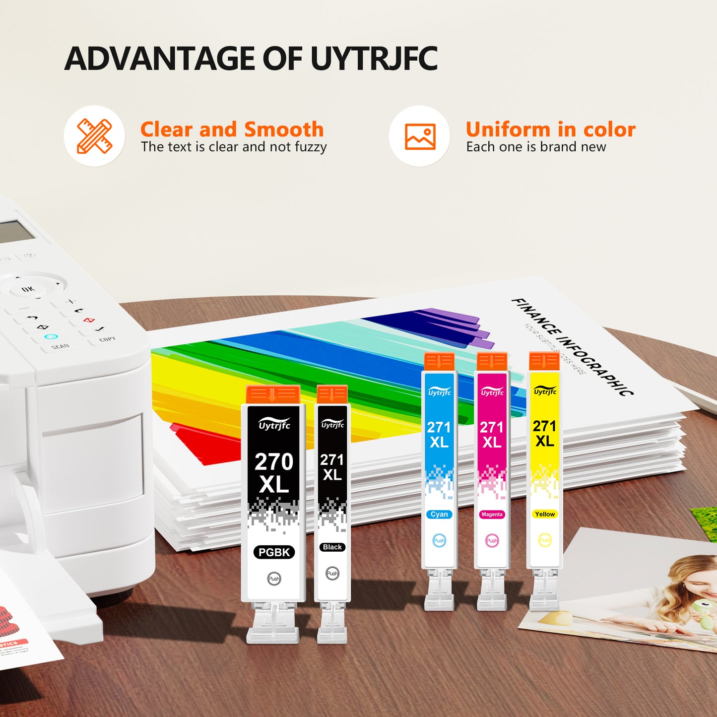 PGI-270XL CLI-271XL Ink Cartridges Compatible for Canon 270XL 271XL for MG5750 MG5721 MG6820 MG6821 TS5020 TS6020 MG7720 Printer(5 Packs)