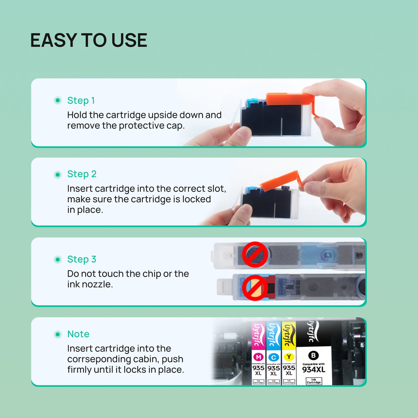 934XL 935XL Ink Cartridges Compatible Replacement for HP 934 935 XL Combo Pack to use with HP Officejet 6800 6812 6815 6820 6822 6825 Officejet Pro 6230 6830 6835 ( Black, Cyan, Magenta, Yellow )