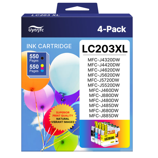LC203XL Ink Cartridges Compatible for Brother LC203 LC203XL for MFC-J480DW MFC-J880DW MFC-J4420DW MFC-J680DW MFC-J885DW MFC-4320DW(4 Pack)