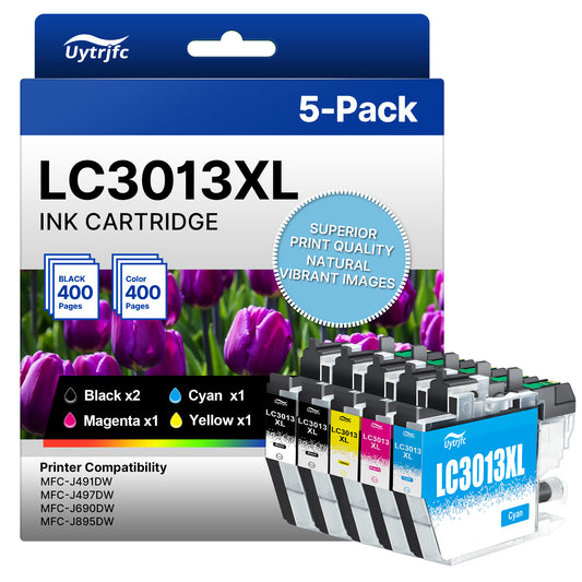 LC3013XL Ink Cartridges Compatible for Brother LC3013 LC3013XL LC3011 for MFC-J491DW MFC-J497DW MFC-J895DW MFC-J690DW Printer(5 pack)