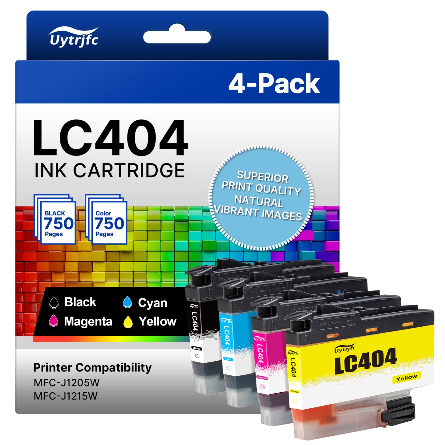LC404 LC404XL Ink Cartridges Compatible for Brother LC404XL lLC404 for MFC-J1205W MFC-J1215W MFC-J1205W XL Printer (4 Pack)