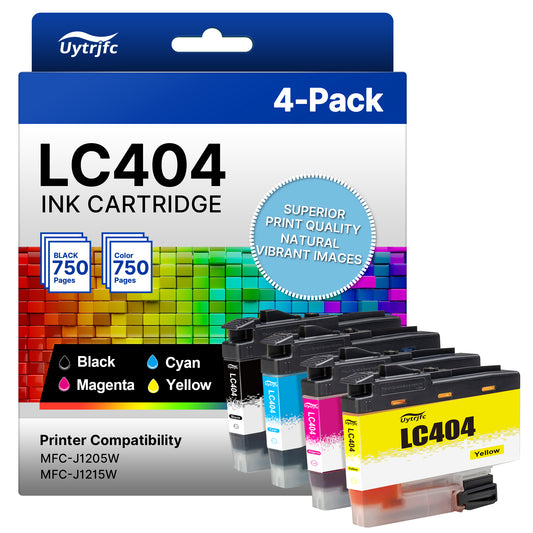 LC404 LC404XL Ink Cartridges Compatible for Brother LC404XL lLC404 for MFC-J1205W MFC-J1215W MFC-J1205W XL Printer (4 Pack)