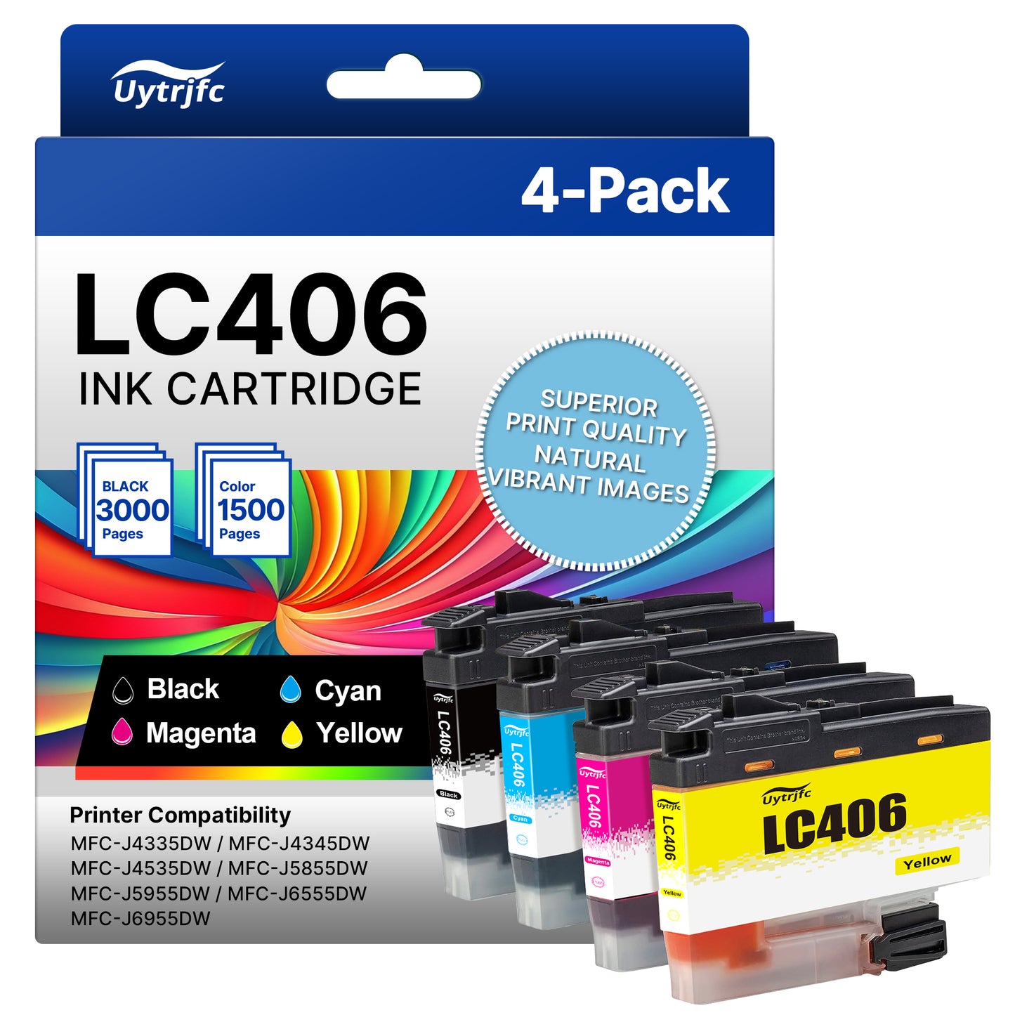 LC406 Ink Cartridges Compatible for Brother LC406XL LC406 for MFC-J4335DW  MFC-J5855DW MFC-J4345DW MFC-J6955DW MFC-J6955DW (4 Pack)