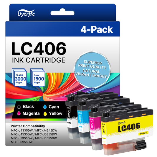 LC406 Ink Cartridges Compatible for Brother LC406XL LC406 for MFC-J4335DW  MFC-J5855DW MFC-J4345DW MFC-J6955DW MFC-J6955DW (4 Pack)