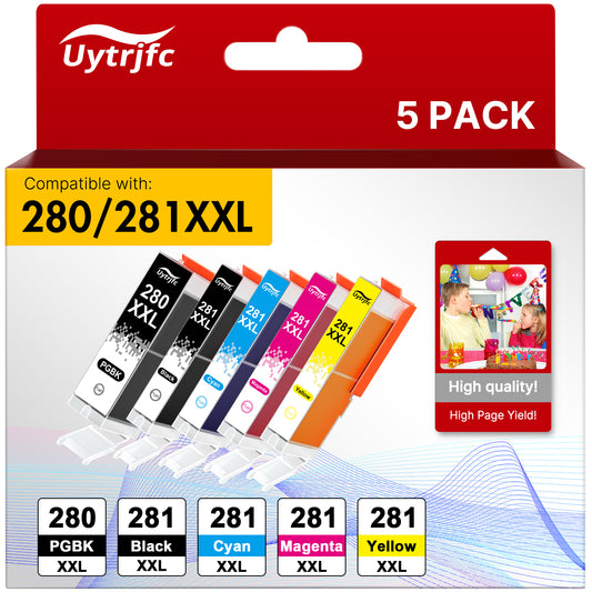 280XXL 281XXL Ink Cartridges Compatible for Canon PGI-280XXL CLI-281XXL for PIXMA TR8520 TR8620a TR8620 TS702a TS9520 TS9521C (5 Pack)