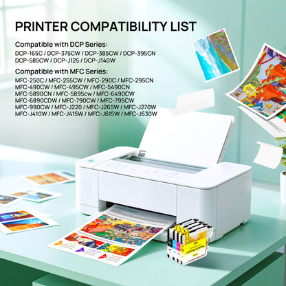 LC61 LC65 XL Ink Cartridges Compatible for Brother LC61 LC65 High Yield Work with MFC-J615W MFC-5895CW MFC-290C MFC-5490CN MFC-790CW MFC-J630W Printer ( Black Cyan Magenta Yellow, 4 Pack)