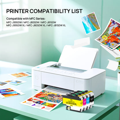 LC3033XXL Ink Cartridges Compatible for Brother LC3033 LC3033 XXL High Yield Work with MFC-J995DW MFC-J805DW MFC-J815DW J995DWXL J805DWXL J815DWXL Printer, ( Black Cyan Magenta Yellow, 4 Pack)