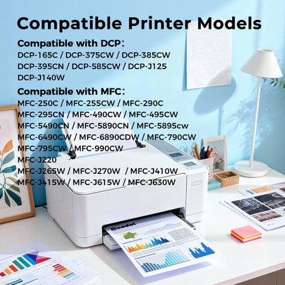 LC61 LC65 XL Ink Cartridges Compatible for Brother LC61 LC65 Ink High Yield Work with Brother MFC-J615W MFC-5895CW MFC-290C MFC-5490CN MFC-790CW MFC-J630W Printer 4 Pack( Black Cyan Magenta Yellow)