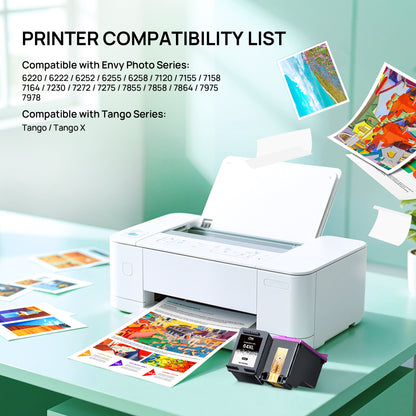 64XL Ink Cartridges Remanufactured Replacement for HP 64XL 64 XL Ink Cartridge  Work with HP Envy Inspire 7955e 7958e 7255e Photo 7155 7858 7155 7100 7800 7900 7855 6222 Tango ( Black, Tri-Color )