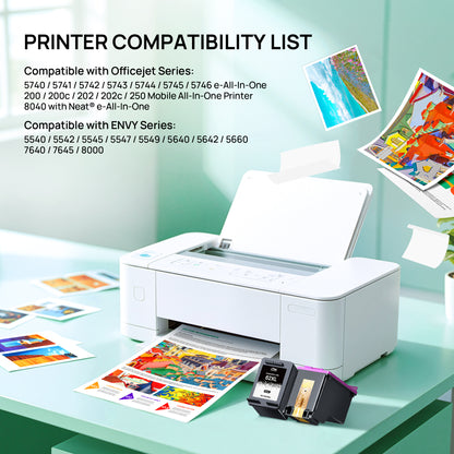 62XL 62 Ink Cartridges Remanufactured Replacement for HP 62 62XL Ink Cartridge Black and Color Combo Pack Work with Envy 7640 7645 5660 5540 5740 5746 OfficeJet 250 200 Printer, Black,Tri-Color