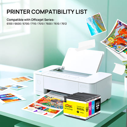 932XL 933XL Ink Cartridges Compatible Replacement for HP 932 933 XL Combo Pack to use with HP Officejet 6100 6600 6700 7110 7510 7610 7612 7620 7600 Printer ( Black,  Cyan, Magenta, Yellow, 4 Pack )