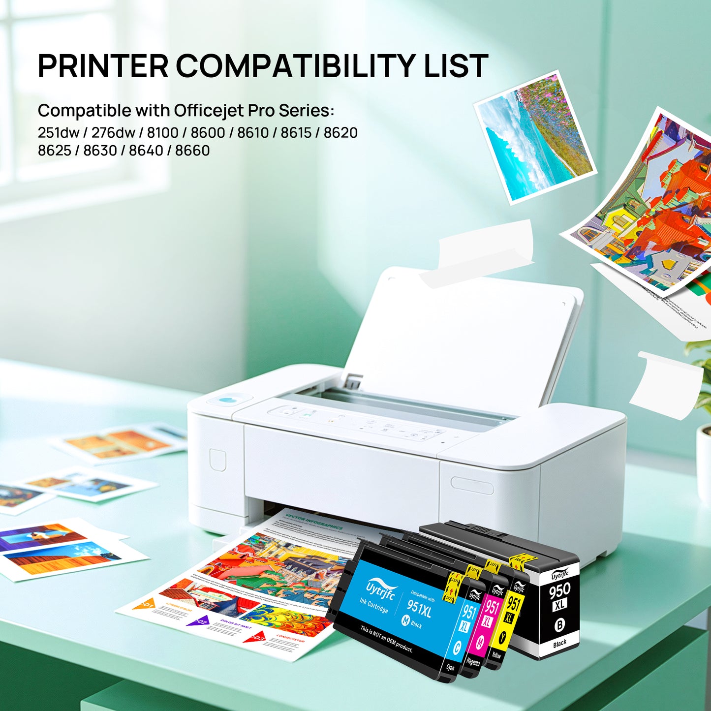 950XL 951XL Ink Combo Pack Compatible Replacement for HP 950 951 XL Ink Cartridges to use with HP OfficeJet Pro 8600 8610 8620 8100 8630 8660 8640 8615 76DW 251DW (Black, Cyan, Magenta, Yellow)