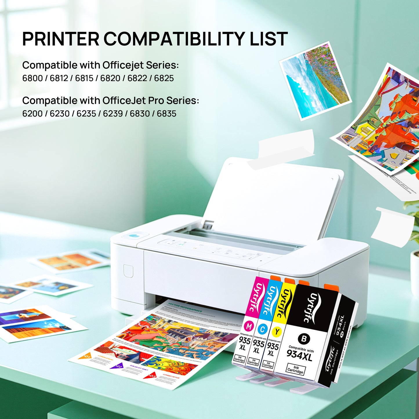 934XL 935XL Ink Cartridges Compatible Replacement for HP 934 935 XL Combo Pack to use with HP Officejet 6800 6812 6815 6820 6822 6825 Officejet Pro 6230 6830 6835 ( Black, Cyan, Magenta, Yellow )