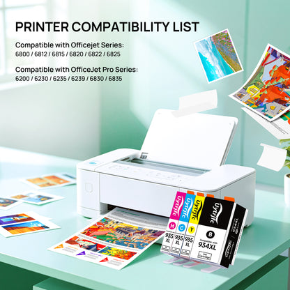 934XL 935XL Ink Cartridges Compatible Replacement for HP 934 935 XL Combo Pack to use with HP Officejet 6800 6812 6815 6820 6822 6825 Officejet Pro 6230 6830 6835 ( Black, Cyan, Magenta, Yellow )