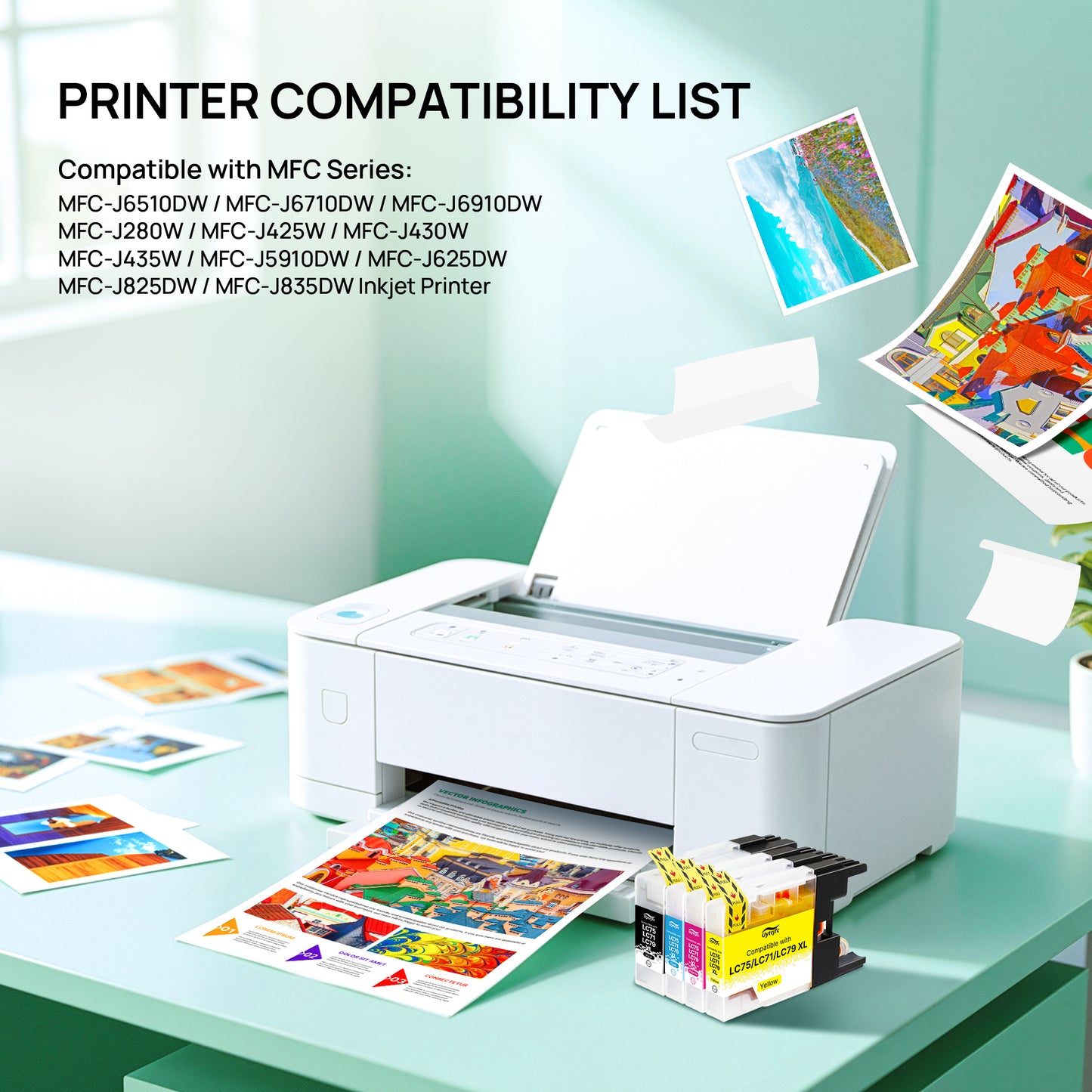 LC75 LC71 LC79 XL Ink Cartridges Compatible for Brother LC75 LC71 High Yield Work with MFC J280W J825DW J430W J835DW J625DW J425W J6710DW J280W J6910DW J5910DW J6510DW J435W Printer, 4 Pack