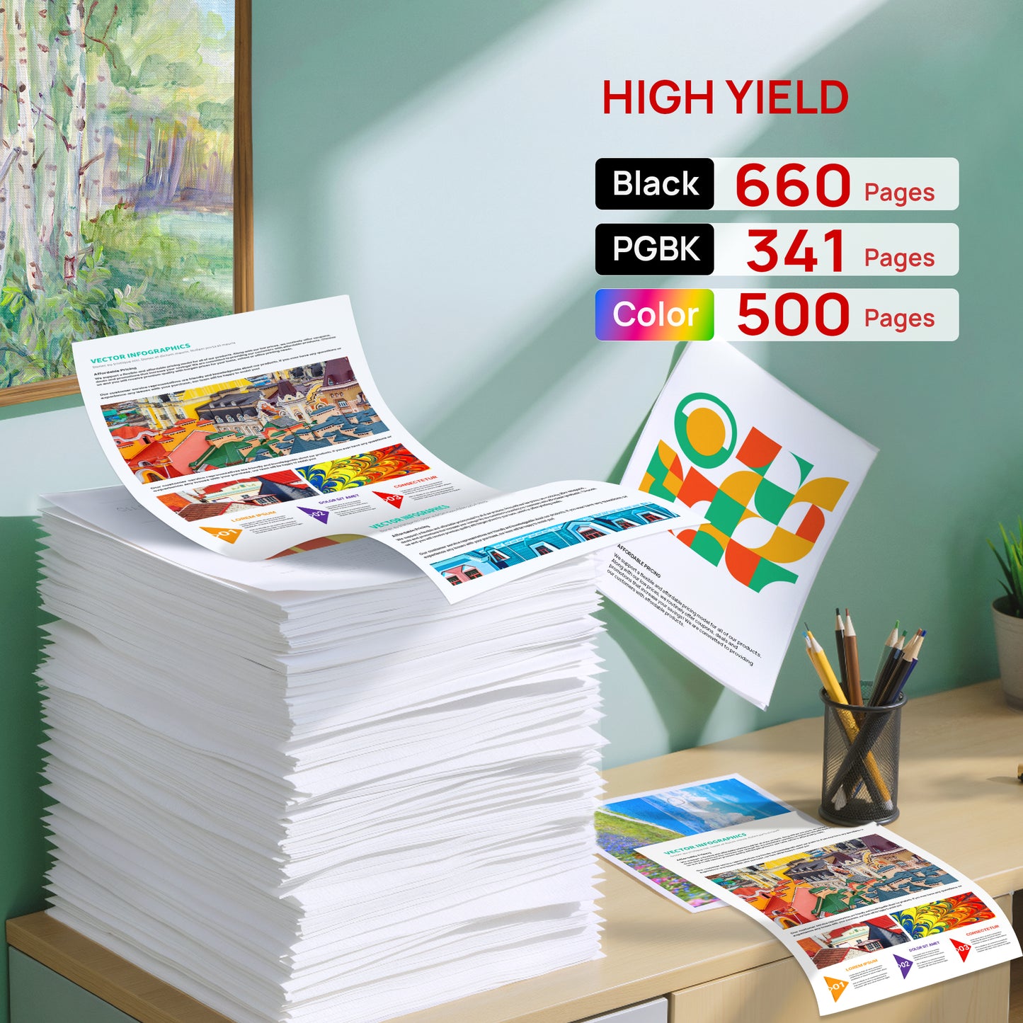 PGI225 CLI226 Ink Cartridges Replacement for Canon PGI-225 CLI-226 Ink 6 Color to use with PIXMA MG6120 MG6220 MG5320 MX882 Printer ( PGBK, Black, Cyan, Magenta, Yellow, Gray, Combo Pack)