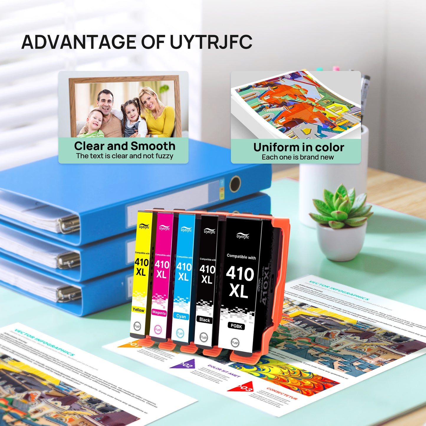 410XL Ink Cartridges Remanufactured Replacement for Epson 410XL 410 XL Combo Pack to use with Expression XP-830 XP-640 XP-7100 XP-630 XP-530 XP-635 Printer, ( Upgraded Chip, 5 Pack )