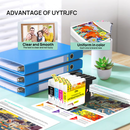 LC75 LC71 LC79 XL Ink Cartridges Compatible for Brother LC75 LC71 High Yield Work with MFC J280W J825DW J430W J835DW J625DW J425W J6710DW J280W J6910DW J5910DW J6510DW J435W Printer, 4 Pack