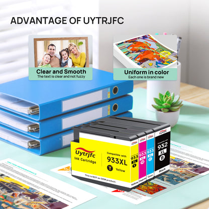 932XL 933XL Ink Cartridges Compatible Replacement for HP 932 933 XL Combo Pack to use with HP Officejet 6100 6600 6700 7110 7510 7610 7612 7620 7600 Printer ( Black,  Cyan, Magenta, Yellow, 4 Pack )