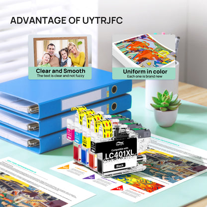 LC401XL LC401 Ink Cartridges Compatible for Brother LC401XL High Yield Work with MFC-J1010DW MFC-J1170DW MFC-J1012DW MFC-J1800DW Printer ( Black Cyan Magenta Yellow, 4 Pack)