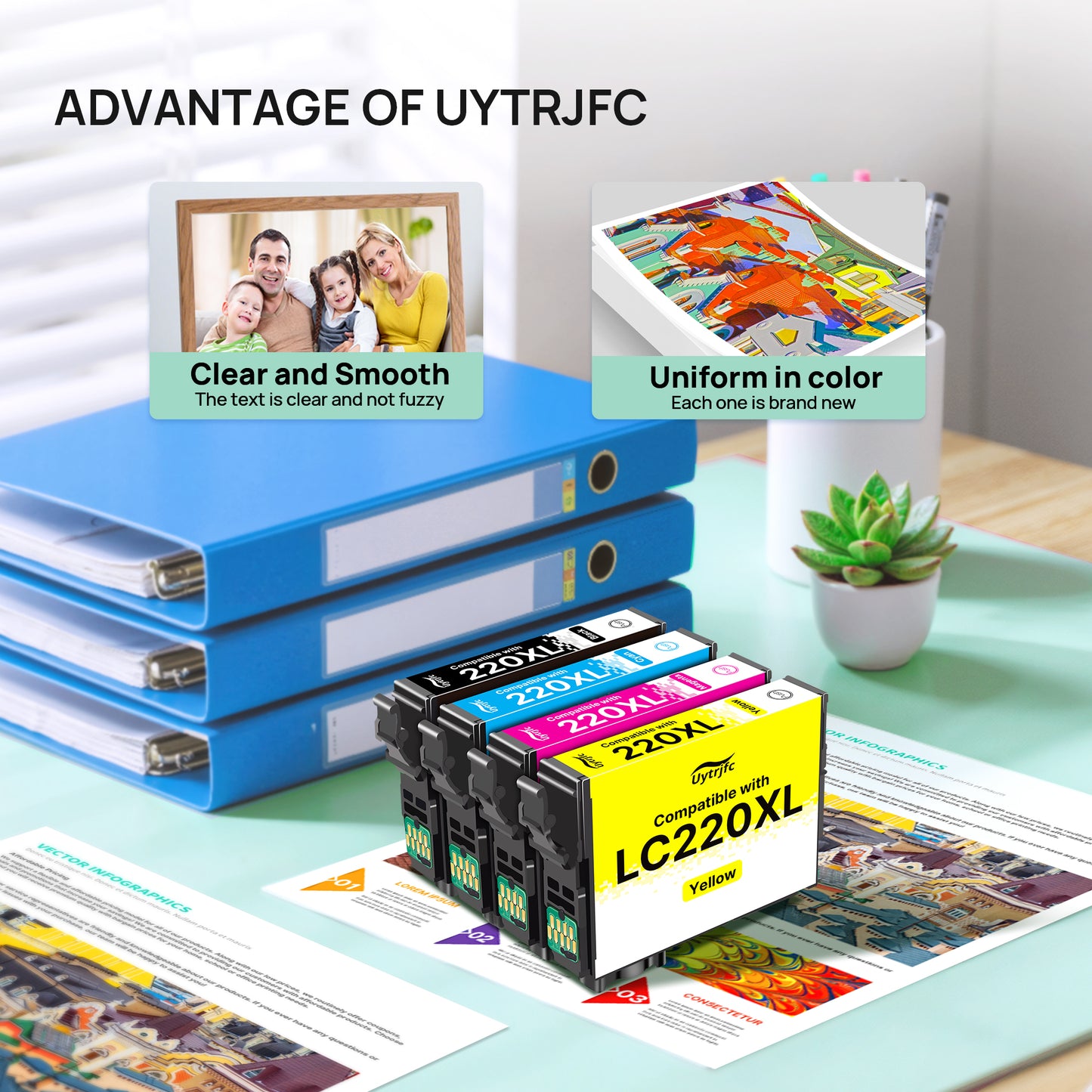 220XL Ink Cartridges Remanufactured Replacement for Epson 220XL 220 XL T220 Combo Pack to use with WF-2760 WF-2750 WF-2660 WF-2650 WF-2630 XP-424 XP-420 XP-320 ( Black Cyan Magenta Yellow 4 Pack )