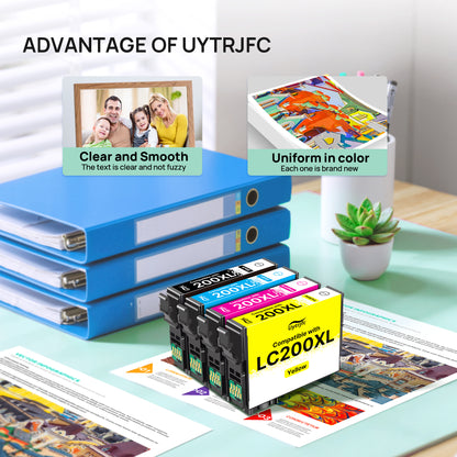 200XL Ink Cartridges Remanufactured Replacement for Epson 200XL 200 XL T200 Combo Pack to use with XP-410 WF-2540 WF-2530 XP-310 XP-400 Printer ( Black Cyan Magenta Yellow, 4 Pack )