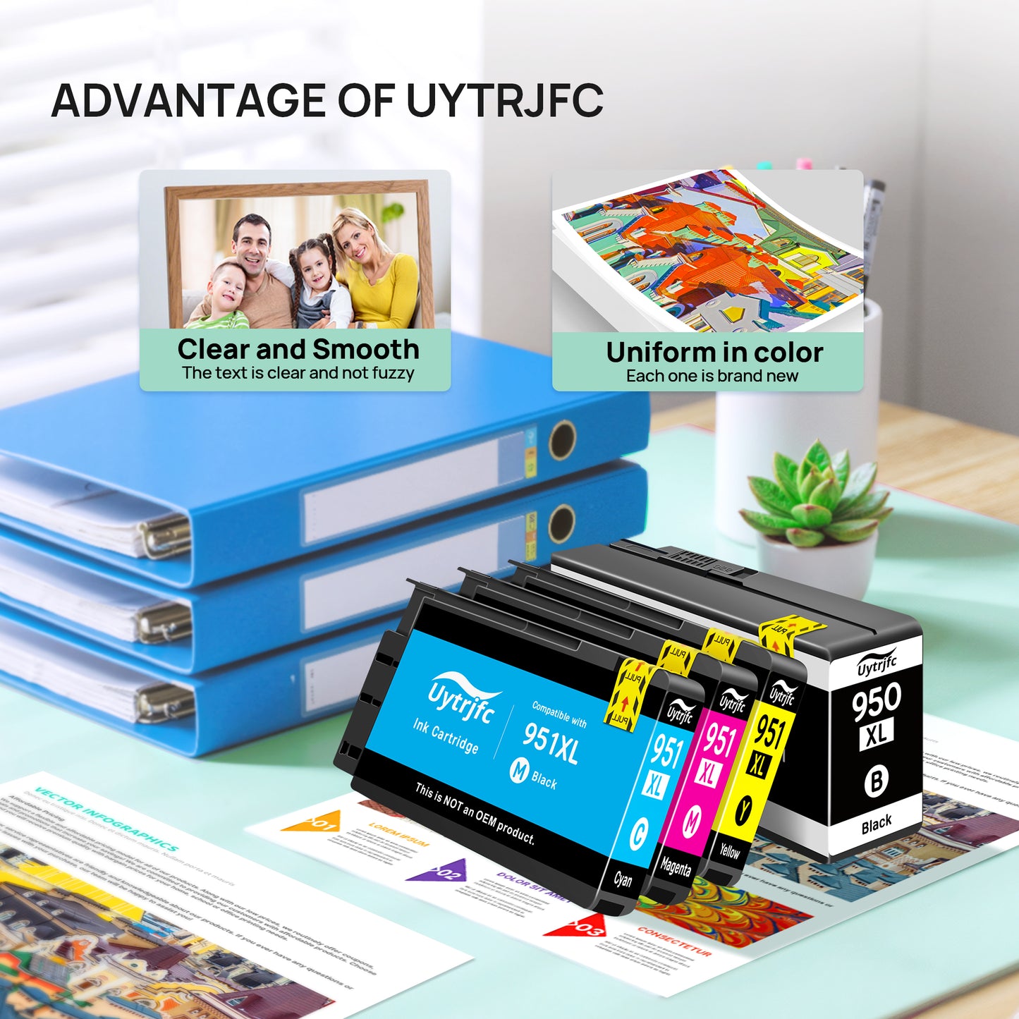 950XL 951XL Ink Combo Pack Compatible Replacement for HP 950 951 XL Ink Cartridges to use with HP OfficeJet Pro 8600 8610 8620 8100 8630 8660 8640 8615 76DW 251DW (Black, Cyan, Magenta, Yellow)