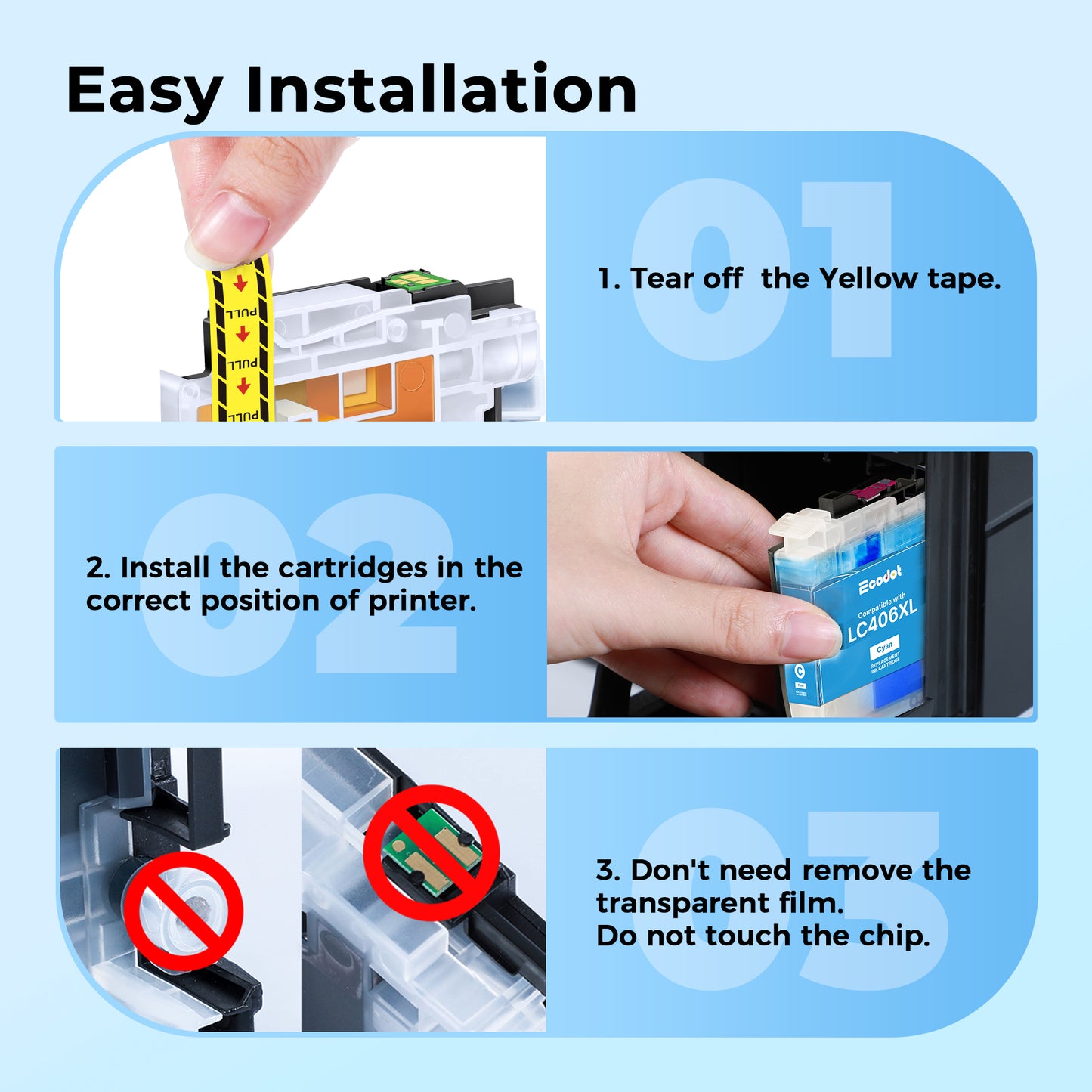 LC406 LC406XL Ink Cartridges Compatible for Brother LC406XL LC406 InK Work for Brother MFC-J4335DW  MFC-J5855DW MFC-J4345DW MFC-J6955DW MFC-J6955DW (4 Pack)