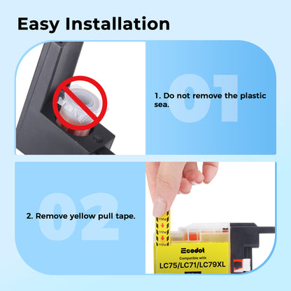 LC75 LC71 LC79 XL Ink Cartridges Compatible for Brother LC75 LC71 Ink Work with Brother MFC J280W J825DW J430W J835DW J625DW J425W J6710DW J280W J6910DW J5910DW J6510DW J435W Printer, 5 Pack