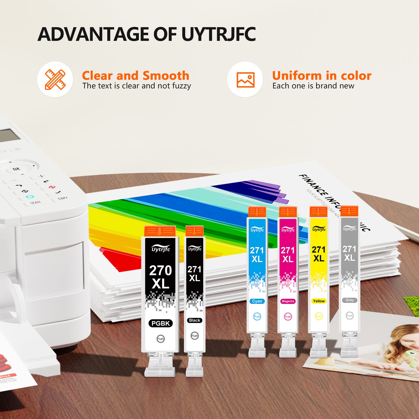 PGI-270XL CLI-271XL Ink Cartridges Compatible for Canon PGI270 CLI271 XL for MG7720 TS9020 TS8020 MG6820 MG6821 Printer（6 Packs)