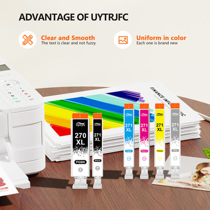 PGI-270XL CLI-271XL Ink Cartridges Compatible for Canon PGI270 CLI271 XL for MG7720 TS9020 TS8020 MG6820 MG6821 Printer（6 Packs)