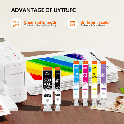 PGI-280XXL CLI-281XXL Ink Cartridges Compatible for Canon 280 281XXL for PIXMA TR8520 TR8620a TR8520 TS6220 TS6320 TS8220(6 Pack)