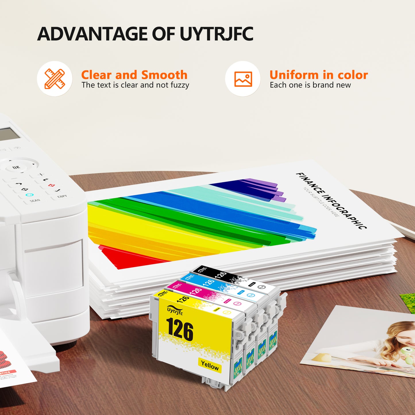 Remanufactured Ink Cartridge Replacement for Epson 126 T126 to use with Workforce 435 520 545 635 645 WF-3520 WF-3530 WF-3540 WF-7010 (4 Pack)