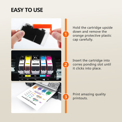 PGI-270XL CLI-271XL Ink Cartridges Compatible for Canon 270XL 271XL for MG5750 MG5721 MG6820 MG6821 TS5020 TS6020 MG7720 Printer（5 Packs)