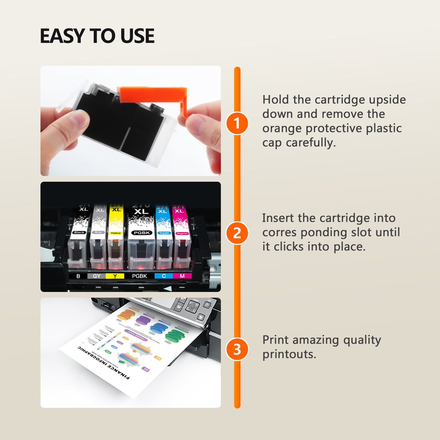 PGI-270XL CLI-271XL Ink Cartridges Compatible for Canon PGI270 CLI271 XL for MG7720 TS9020 TS8020 MG6820 MG6821 Printer（6 Packs)