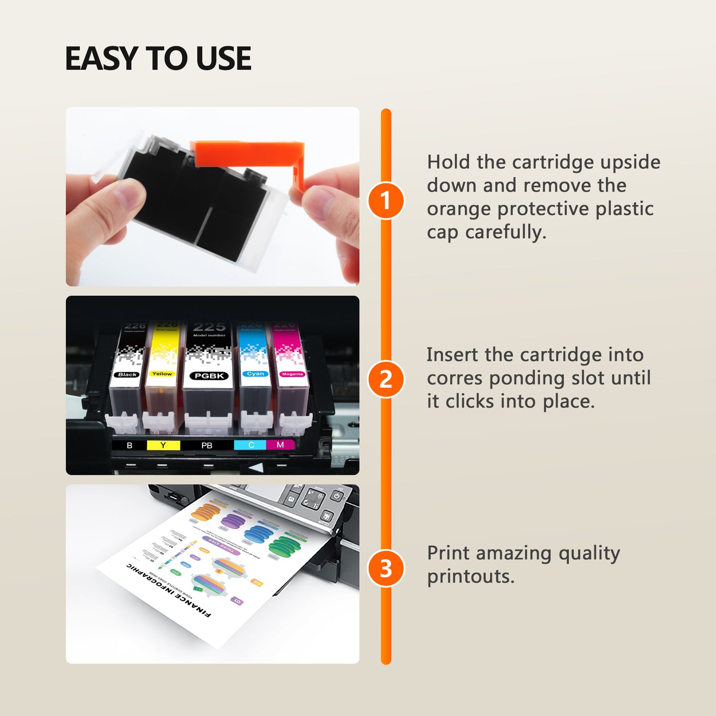 PGI-225 CLI-226 Ink Cartridges Compatible for Canon 225 226 Ink for Pixma MG6220 MG6120 MG5320 MX882 MX892 (5 Pack)