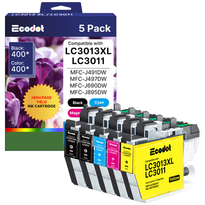 LC3011 LC3013XL Ink Cartridges Compatible for Brother LC3013 LC3013XL LC3011 Work for Brother MFC-J491DW MFC-J497DW MFC-J895DW MFC-J690DW Printer (5 pack)