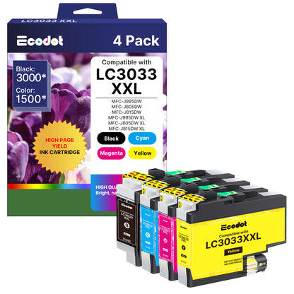 LC3033XXL Ink Cartridges Compatible for Brother LC3033 LC3033 XXL  Ink Cartridge High Yield Work with Brother MFC-J995DW MFC-J805DW MFC-J815DW J995DWXL J805DWXL J815DWXL 4 Pack ( Black Cyan Magenta Yellow)