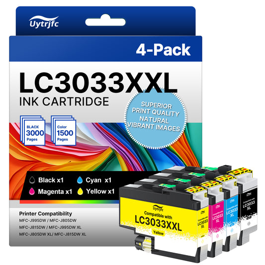 LC3033XXL Ink Cartridges Compatible for Brother LC3033 LC3033 XXL High Yield Work with MFC-J995DW MFC-J805DW MFC-J815DW J995DWXL J805DWXL J815DWXL Printer, ( Black Cyan Magenta Yellow, 4 Pack)