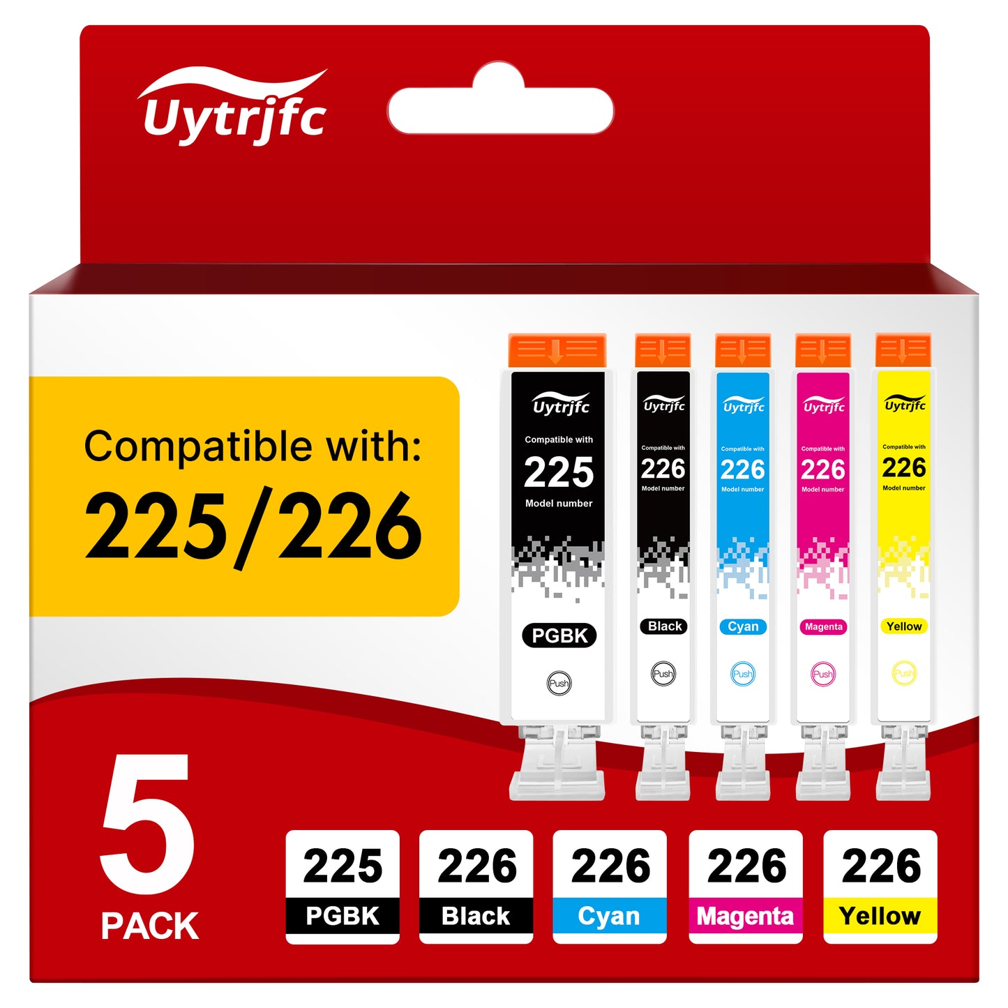 PGI-225 CLI-226 Ink Cartridges Compatible for Canon 225 226 Ink for Pixma MG6220 MG6120 MG5320 MX882 MX892 (5 Pack)