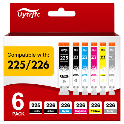 PGI225 CLI226 Ink Cartridges Replacement for Canon PGI-225 CLI-226 Ink 6 Color to use with PIXMA MG6120 MG6220 MG5320 MX882 Printer ( PGBK, Black, Cyan, Magenta, Yellow, Gray, Combo Pack)
