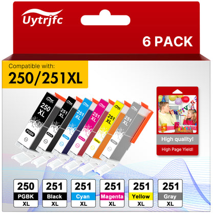 250XL 251XL Ink Cartridges Compatible for Canon Ink 250 and 251 for PIXMA MX922 MX920 IX6820 MG6620 MG6320 Printer (6 Pack)