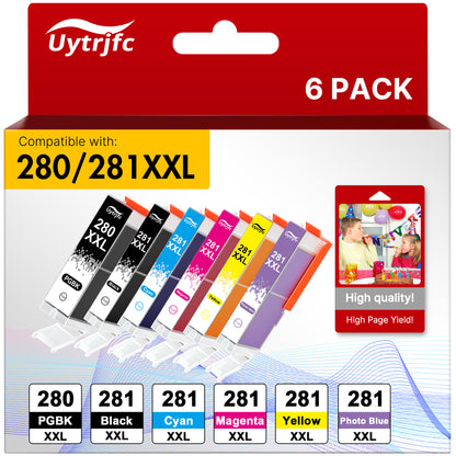 PGI-280XXL CLI-281XXL Ink Cartridges Compatible for Canon 280 281XXL for PIXMA TR8520 TR8620a TR8520 TS6220 TS6320 TS8220(6 Pack)