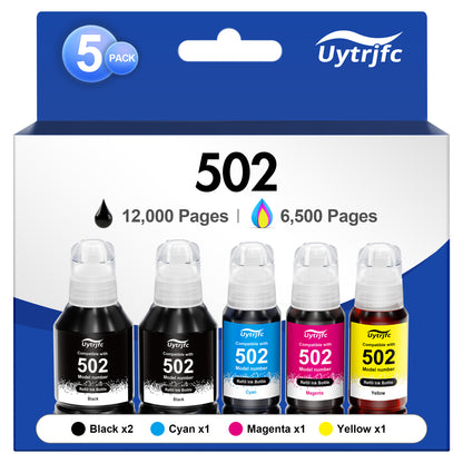 Remanufactured Replacement for Epson 502 Ink Refill Bottles for ET-3760 ET2760 ET2750 ET-4760 ET-2850 ET-15000 ST-4000 ST-2000 ET-3710 (5 Pack)