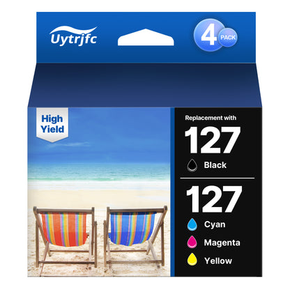 Remanufactured Ink Cartridges Replacement for Epson 127 T127 to use with NX530 625 WF-3520 WF-3530 WF-3540 WF-7010 WF-7510 7520 545 645 (4 Pack)